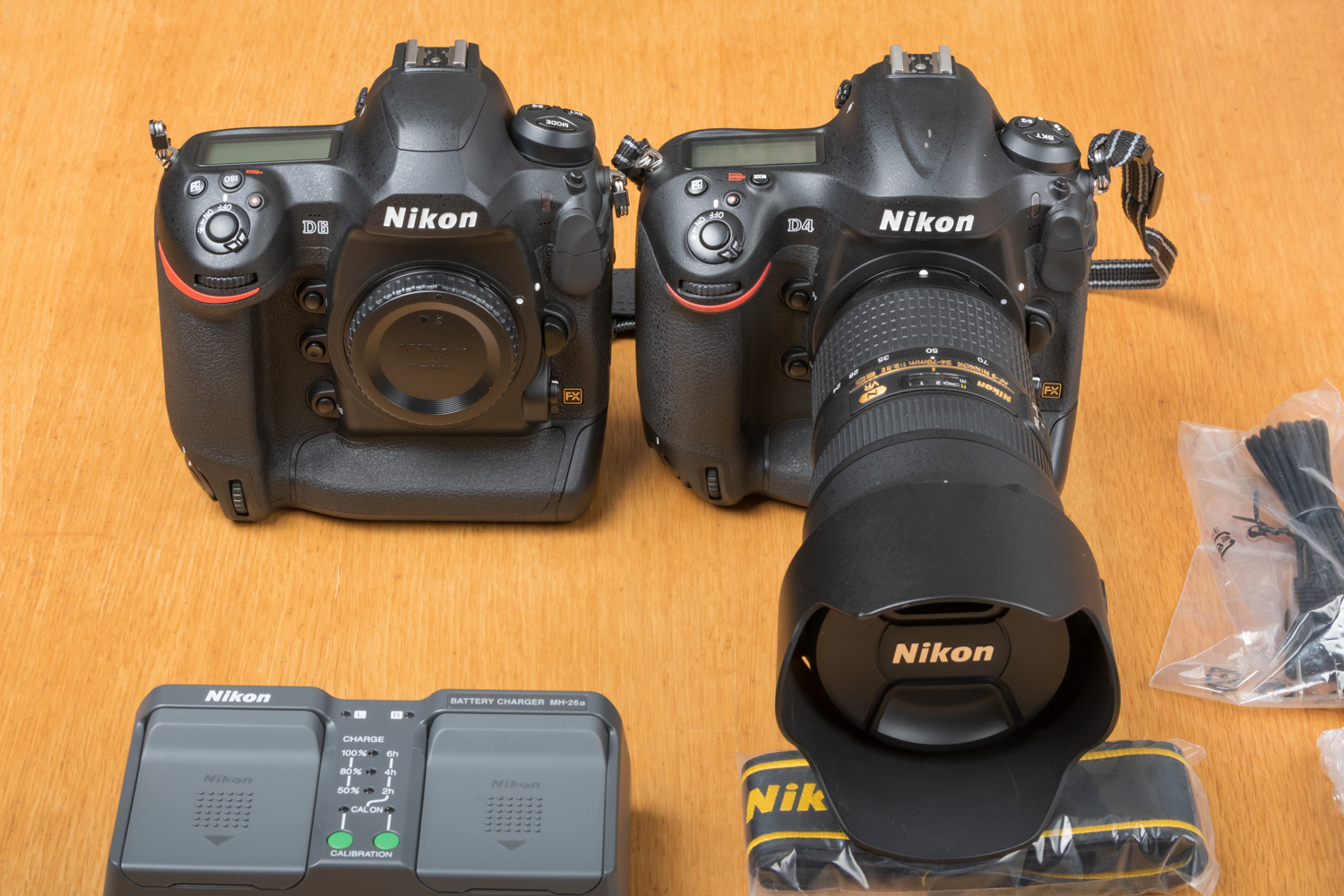 Nikon D6、D4の前面を比較