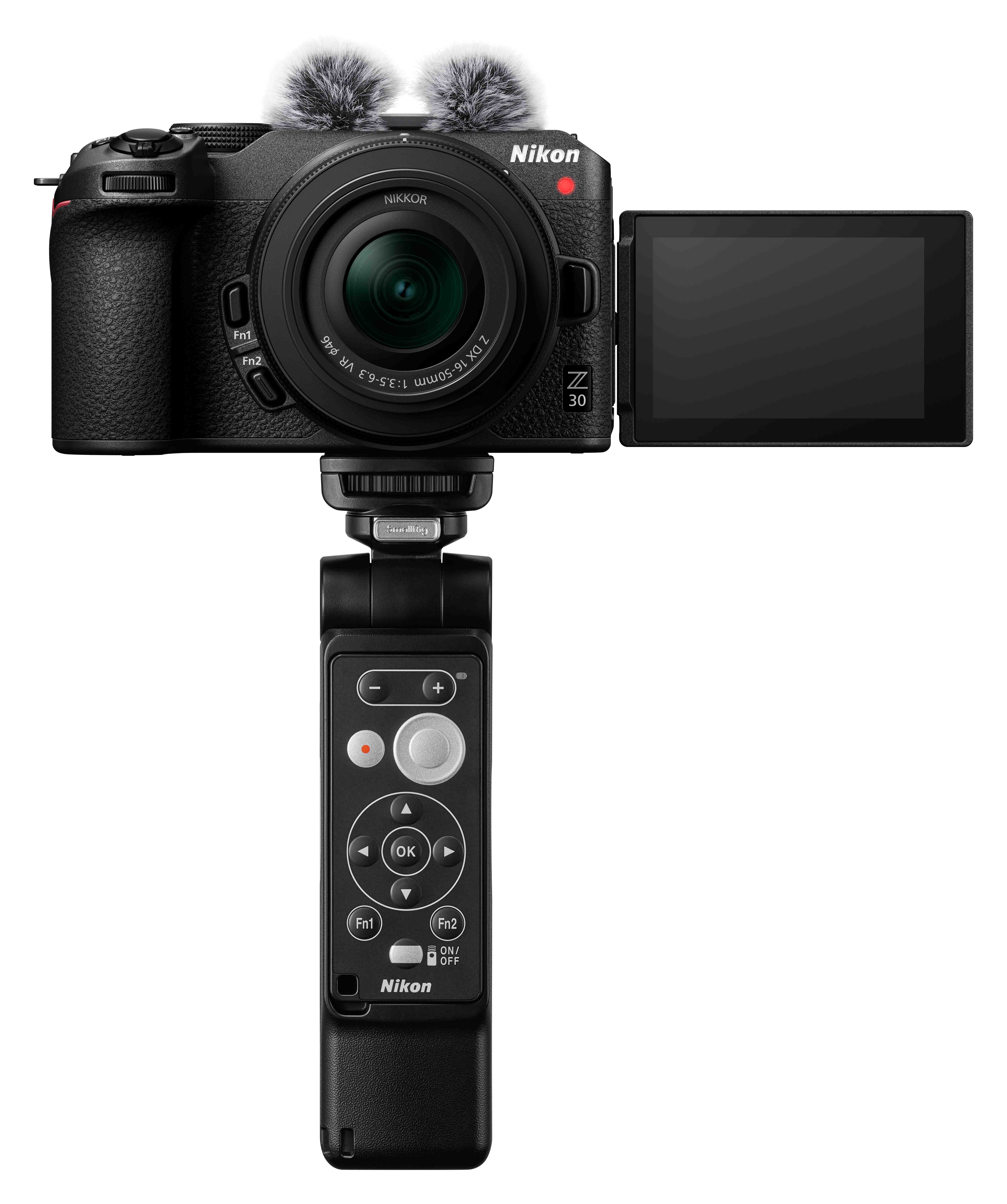 Nikon Z30、SmallRig ウィンドマフ3859(別売り)とSmallRig トライポッドグリップ3070 リモコンML-L7セット（別売）を装着