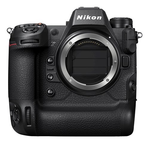 Nikon Z9、正面。センサーシールドを閉じた状態