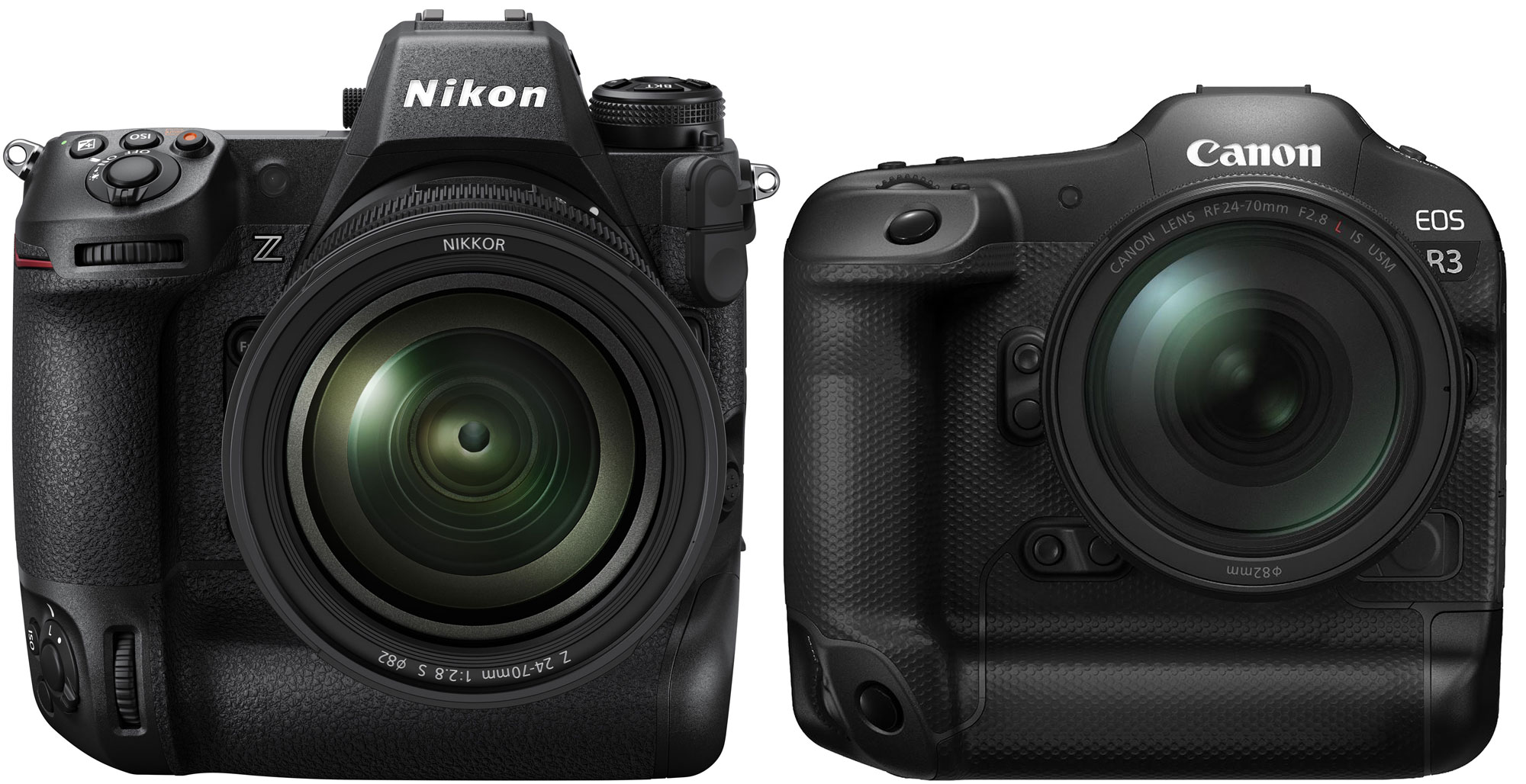 Nikon Z9とCanon EOS R3のデザイン、形を比較
