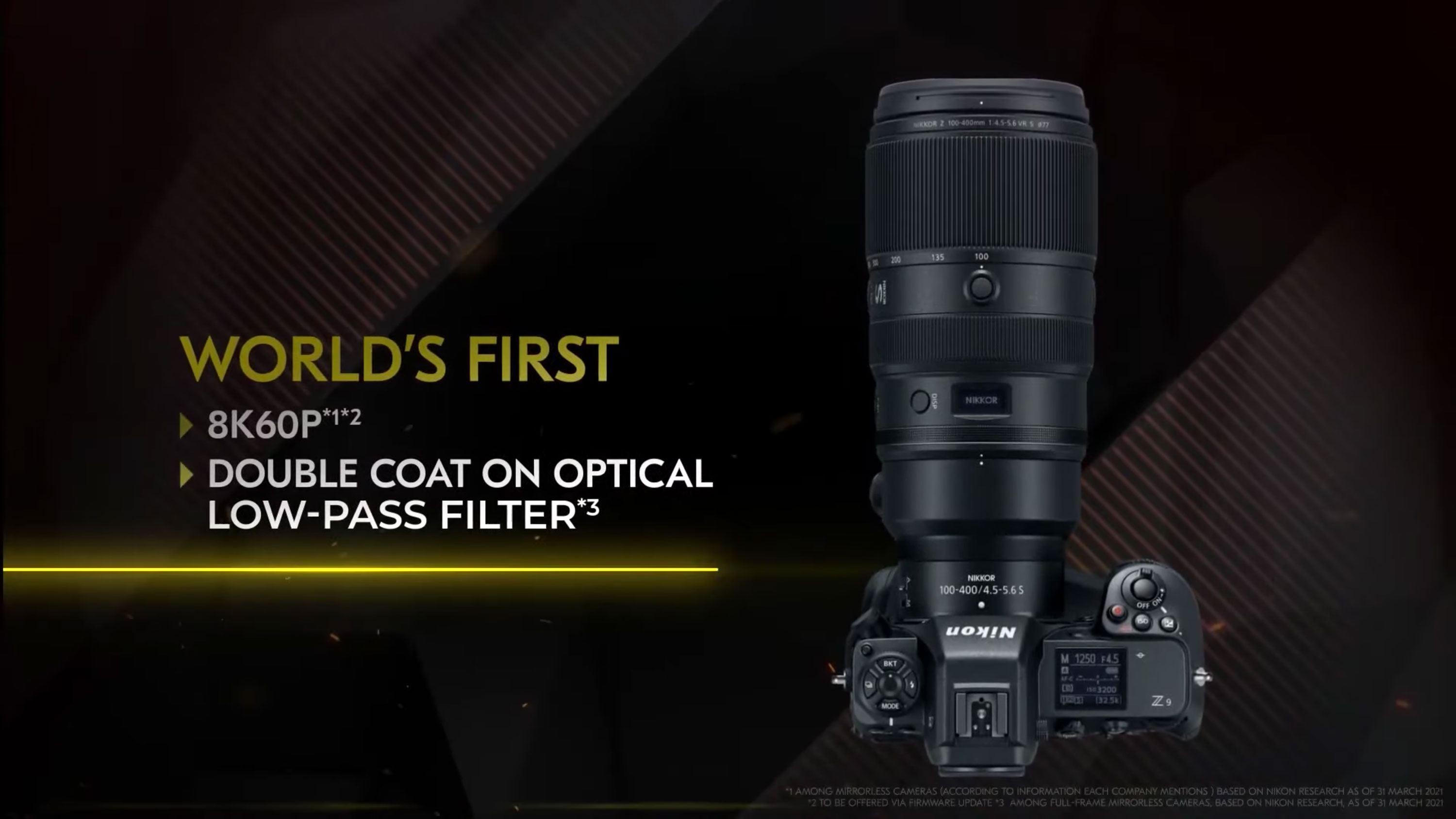 Nikon Z9、世界初、8K60P撮影に対応。ダブルコートローパスフィルター搭載